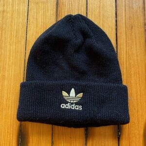 Adidas Classic Black Beanie with Gold Logo
